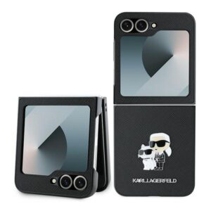 Karl Lagerfeld Saffiano dėklas Galaxy Z Flip6 – juodas