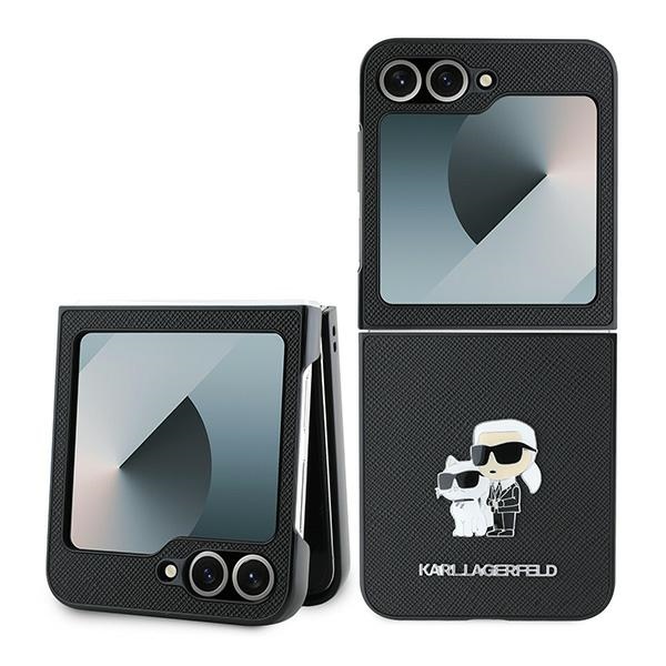 Karl Lagerfeld Saffiano dėklas Galaxy Z Flip6 – juodas