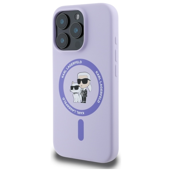 Karl Lagerfeld silikoninis MagSafe dėklas iPhone 16 Pro – violetinis