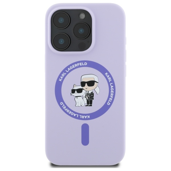 Karl Lagerfeld silikoninis MagSafe dėklas iPhone 16 Pro – violetinis