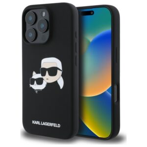 Karl Lagerfeld silikoninis MagSafe dėklas iPhone 16 Pro – juodas