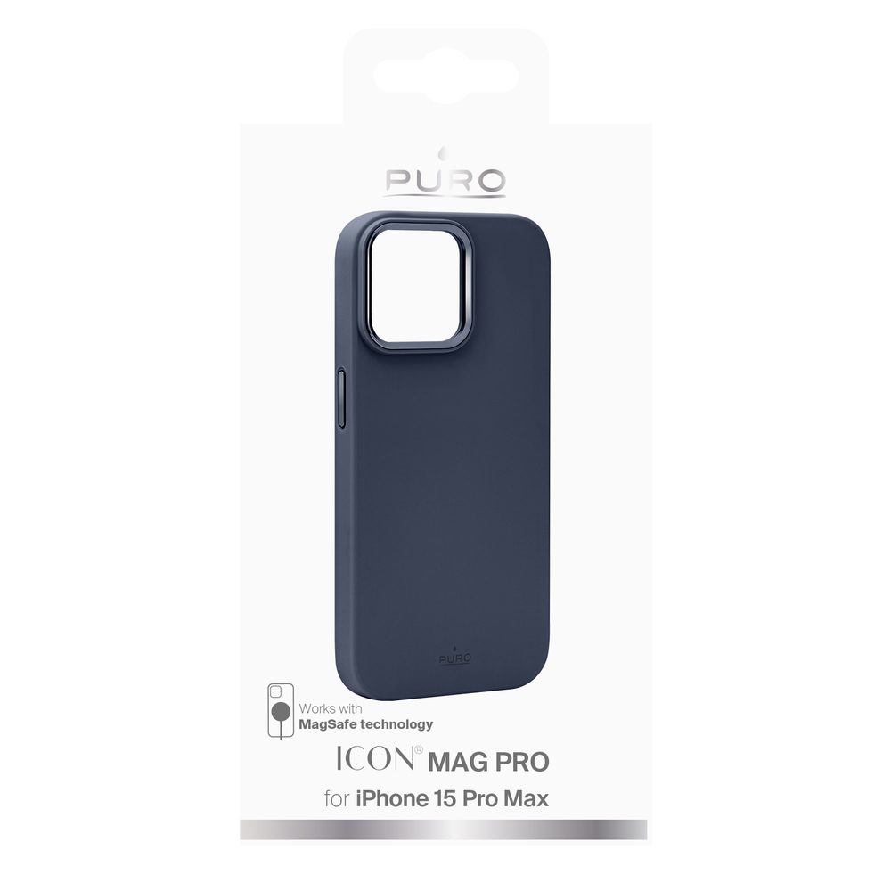 Puro Icon Mag Pro MagSafe Silikoninė dėžutė iPhone 15 Pro Max - Tamsiai mėlyna
