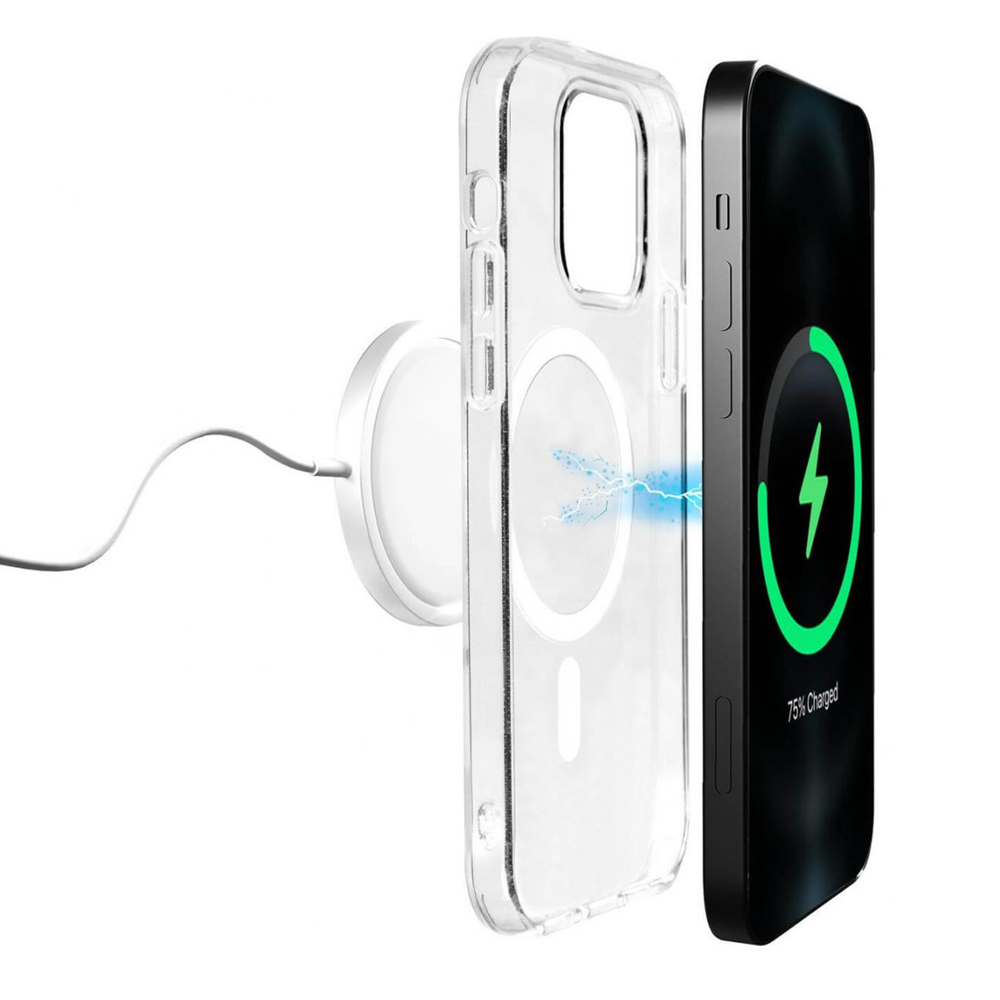 Puro MagSafe silikoninis dėklas iPhone 14 Pro – skaidrus