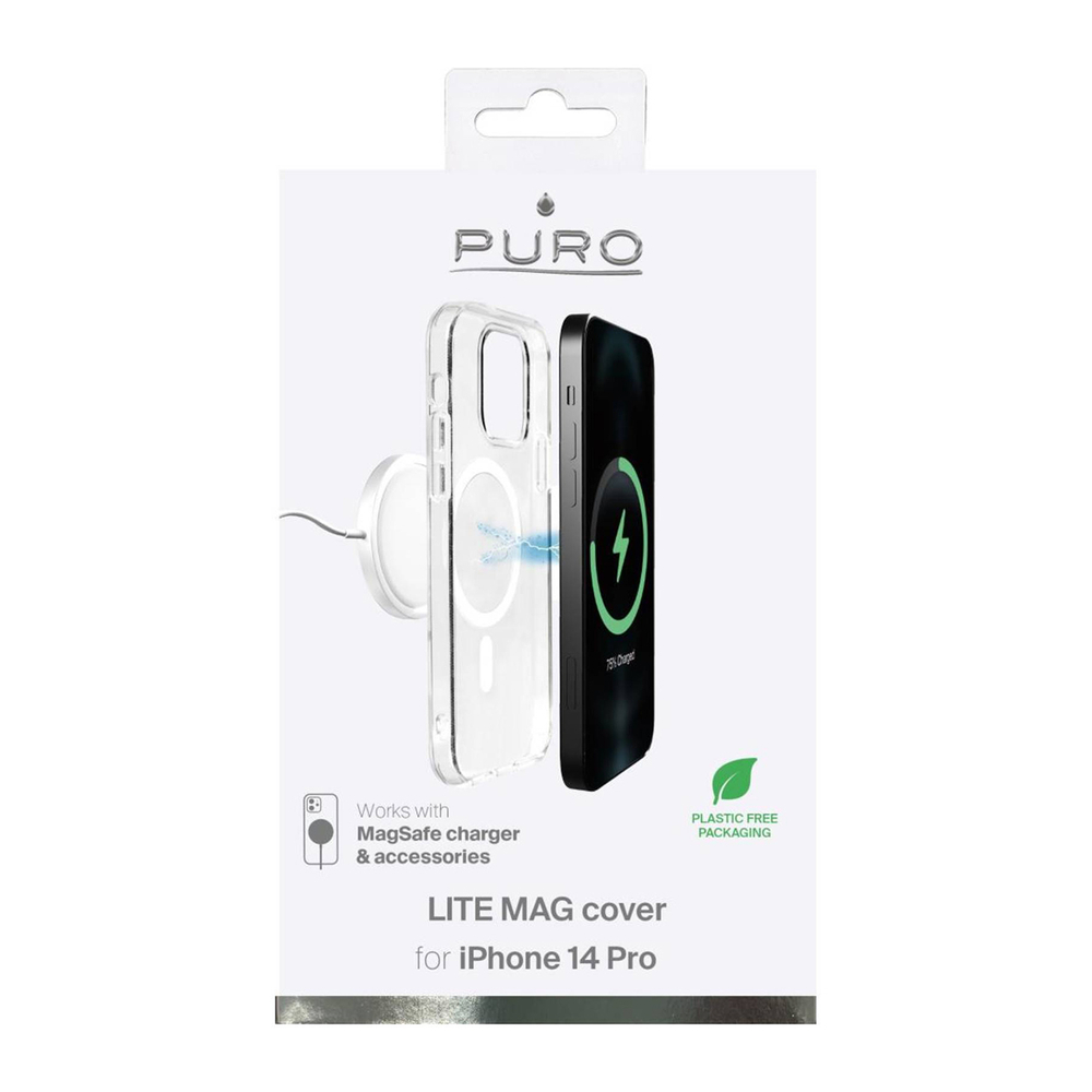 Puro MagSafe silikoninis dėklas iPhone 14 Pro – skaidrus