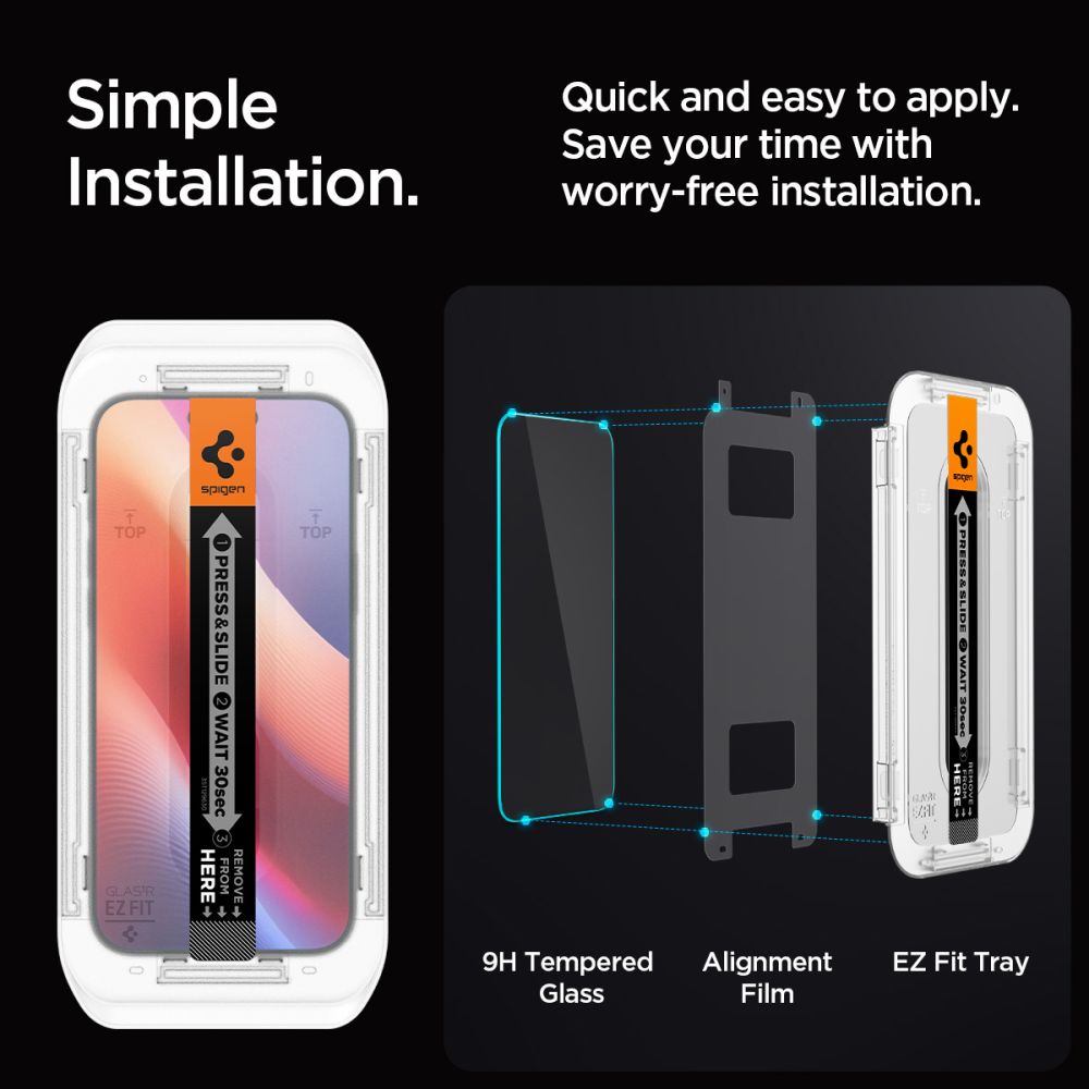 Apsauginis stiklas Spigen Glas.TR EZ Fit AC Privacy, 2 vnt., iPhone 16 Pro / 17 / 17 Pro