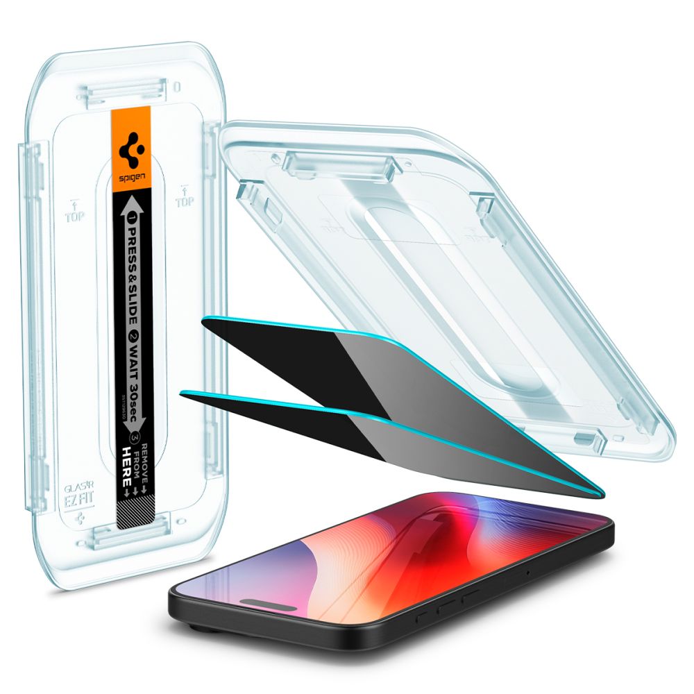 Apsauginis stiklas Spigen Glas.TR EZ Fit AC Privacy, 2 vnt., iPhone 16 Pro / 17 / 17 Pro