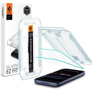 Apsauginis stiklas Spigen Glas.tR EZ Fit AC, 2 vnt., iPhone 16 Pro / 17 / 17 Pro, skaidrus