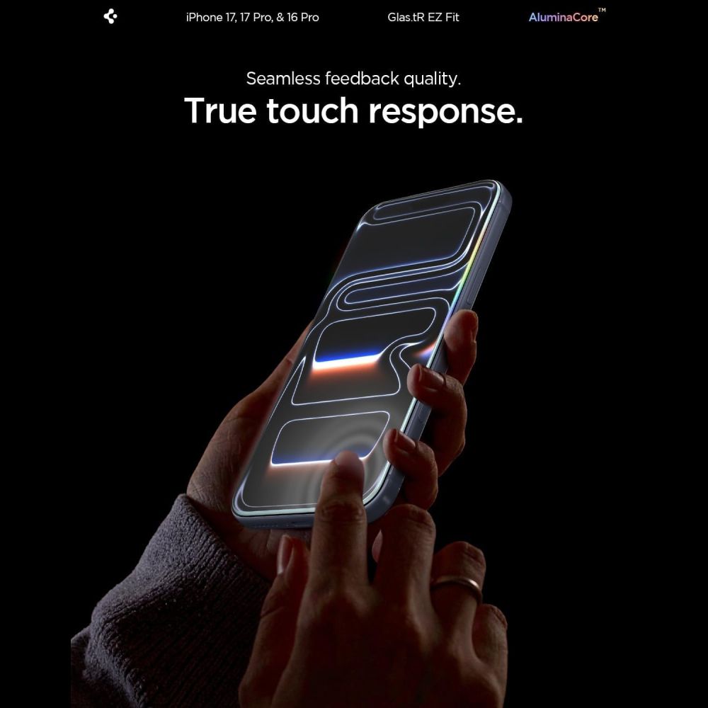 Apsauginis stiklas Spigen Glas.tR EZ Fit AC, 2 vnt., iPhone 16 Pro / 17 / 17 Pro, skaidrus