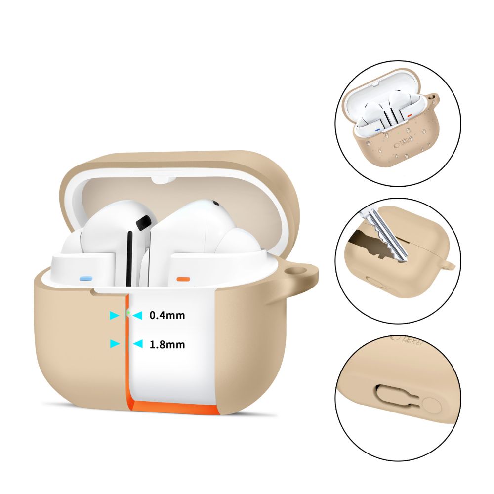 Dėklas Tech-Protect Silicone Hook Samsung Galaxy Buds 3 / 3 FE / 3 Pro, kavos latte spalvos