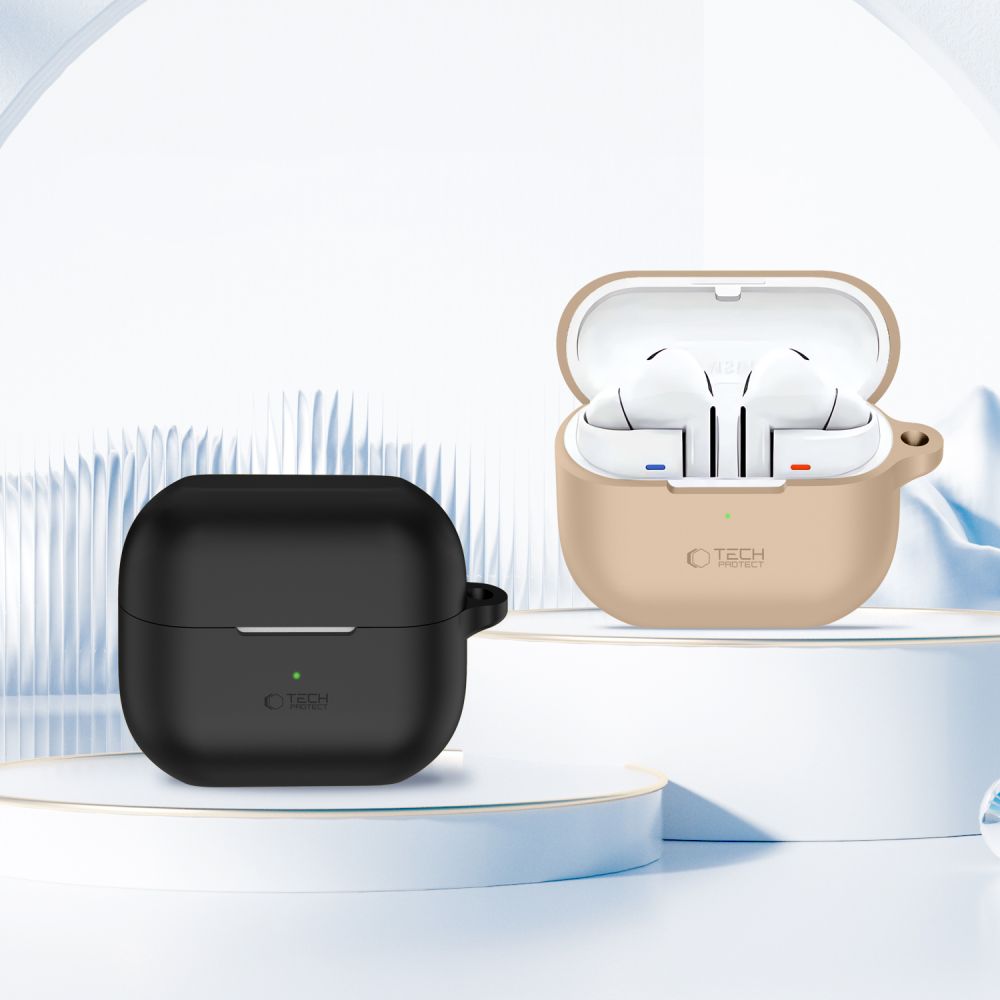Dėklas Tech-Protect Silicone Hook Samsung Galaxy Buds 3 / 3 FE / 3 Pro, kavos latte spalvos