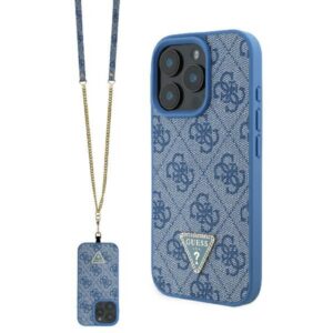 Guess Crossbody 4G dėklas iPhone 16 Pro – mėlynas