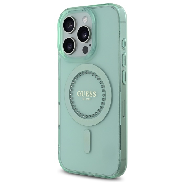 Guess MagSafe dėklas iPhone 16 Pro 6,3" – žalias
