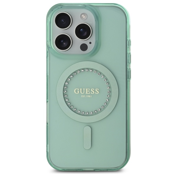 Guess MagSafe dėklas iPhone 16 Pro Max – žalias
