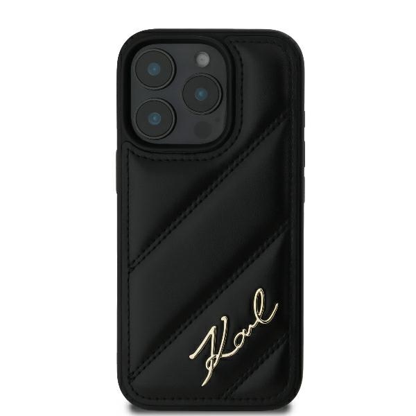 Karl Lagerfeld dygsniuotas dėklas iPhone 16 Pro – juodas