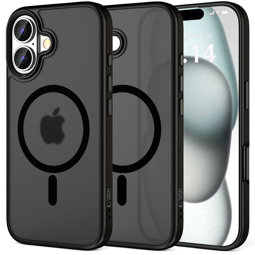 Dėklas Tech-Protect MagMat MagSafe iPhone 16, matinis juodas