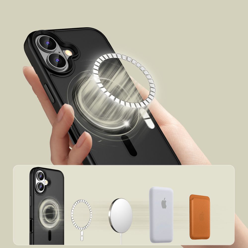 Dėklas Tech-Protect MagMat MagSafe iPhone 16, matinis juodas
