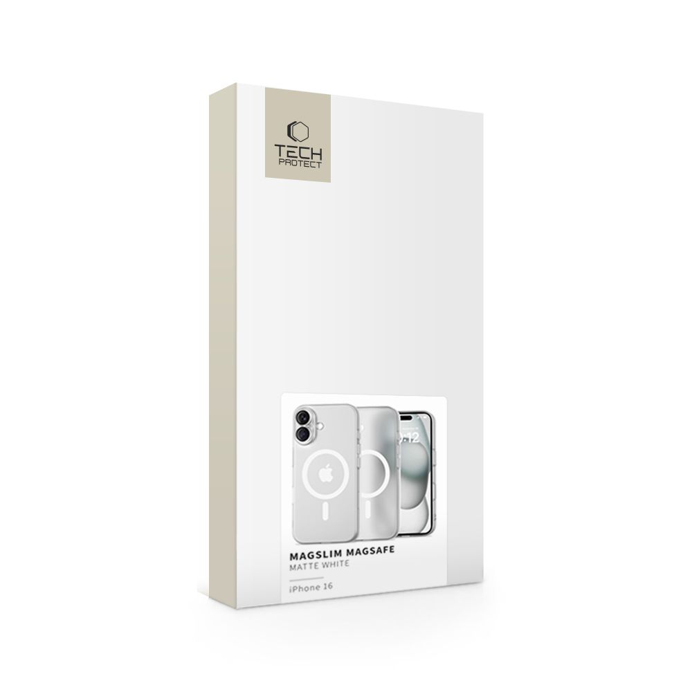 Dėklas Tech-Protect Magslim Magsafe iPhone 16, matinis baltas