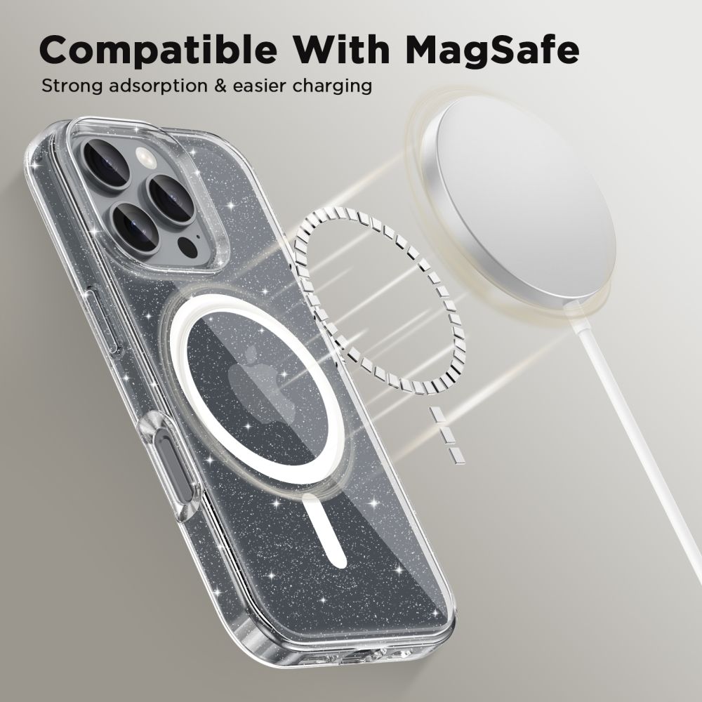 Dėklas Tech-Protect FlexAir Hybrid MagSafe iPhone 16 Pro, glitter