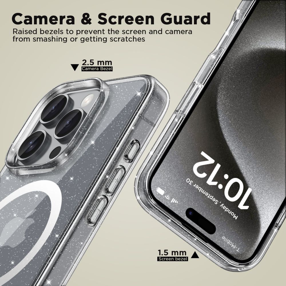 Dėklas Tech-Protect FlexAir Hybrid MagSafe iPhone 16 Pro, glitter
