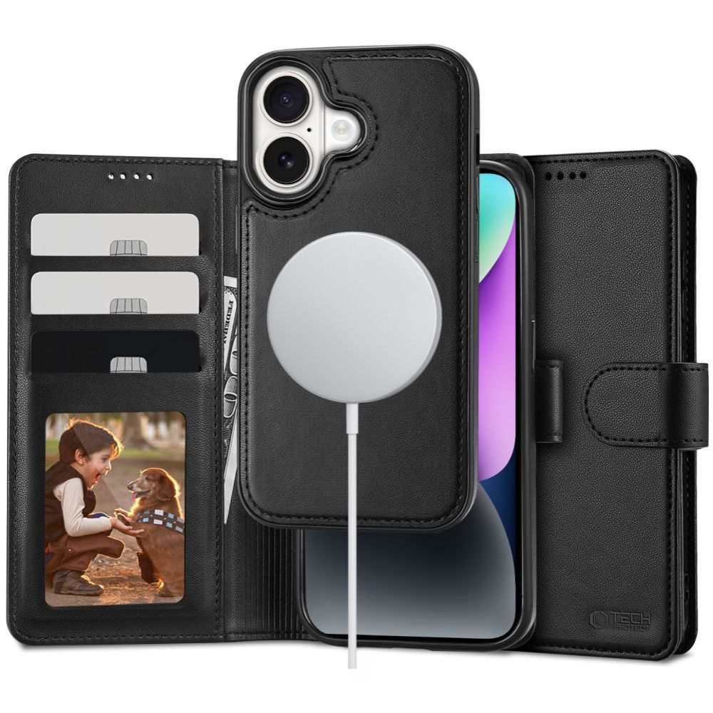 Dėklas Tech-Protect Wallet Magsafe iPhone 16, juodas