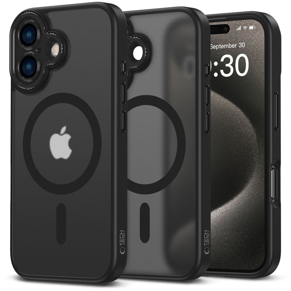 Dėklas Tech-Protect MagCam MagSafe iPhone 16, matinis juodas