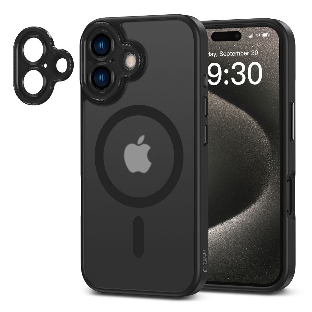 Dėklas Tech-Protect MagCam MagSafe iPhone 16, matinis juodas