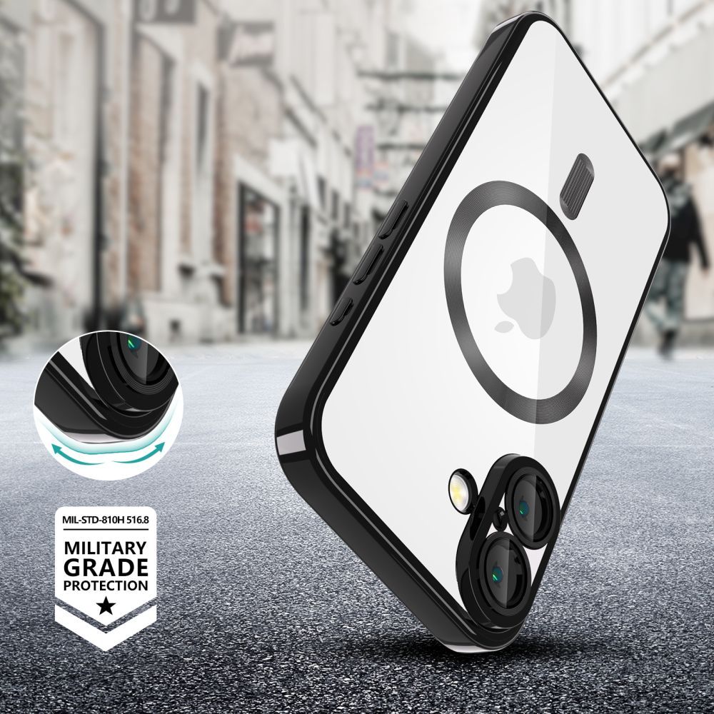 Dėklas Tech-Protect MagFlex MagSafe iPhone 16, blizgus juodas