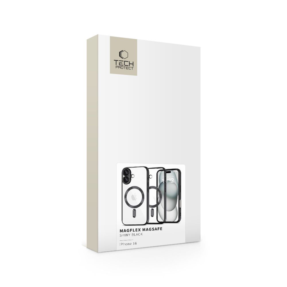 Dėklas Tech-Protect MagFlex MagSafe iPhone 16, blizgus juodas