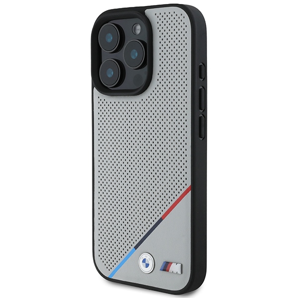 BMW M perforuotas MagSafe dėklas iPhone 16 Pro – pilkas