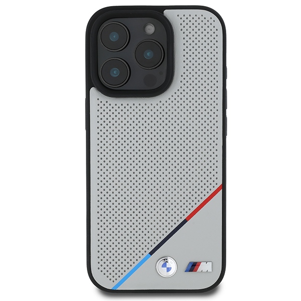 BMW M perforuotas MagSafe dėklas iPhone 16 Pro – pilkas