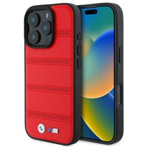 BMW M perforuotas MagSafe dėklas iPhone 16 Pro – raudonas