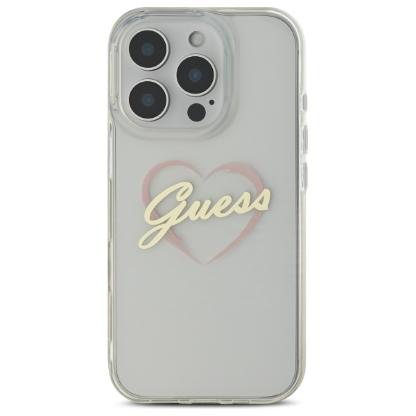 Guess IML Heart dėklas iPhone 16 Pro – skaidrus
