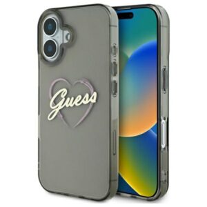 Guess IML Heart dėklas iPhone 16 – juodas