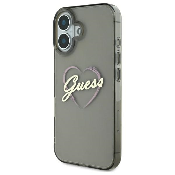 Guess IML Heart dėklas iPhone 16 – juodas