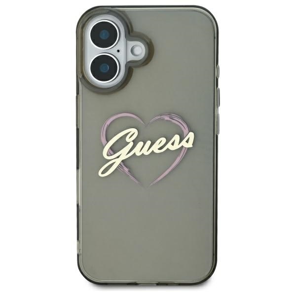 Guess IML Heart dėklas iPhone 16 – juodas