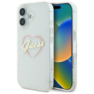 Guess IML Heart dėklas iPhone 16 – skaidrus