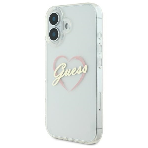 Guess IML Heart dėklas iPhone 16 – skaidrus