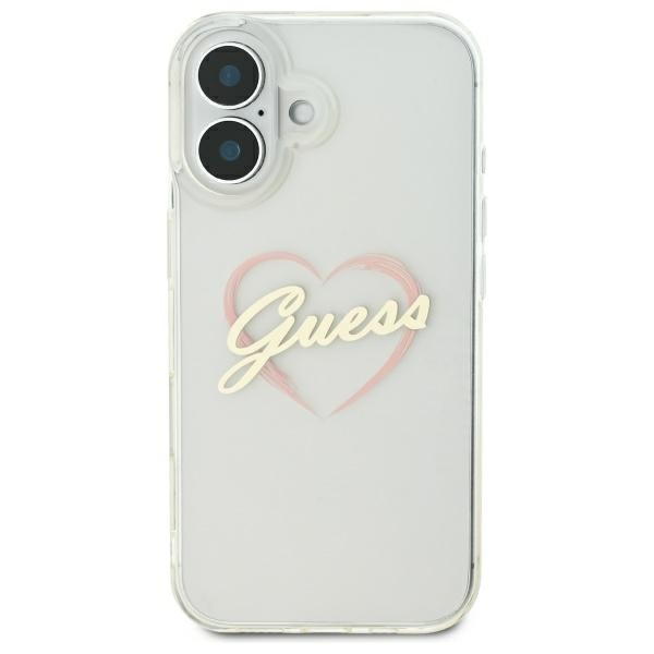 Guess IML Heart dėklas iPhone 16 – skaidrus