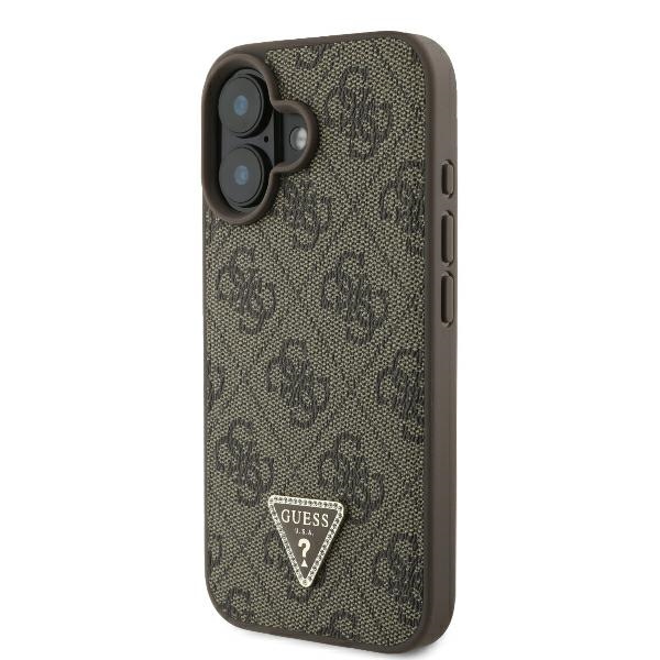 Guess odinis dėklas su dirželiu iPhone 16 – rudas