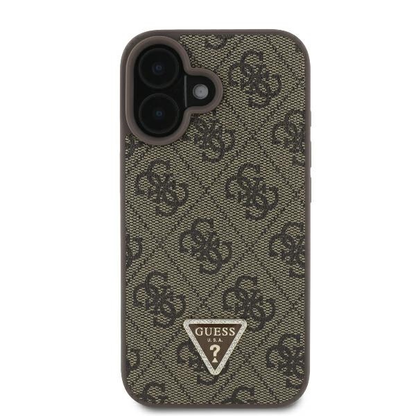 Guess odinis dėklas su dirželiu iPhone 16 – rudas