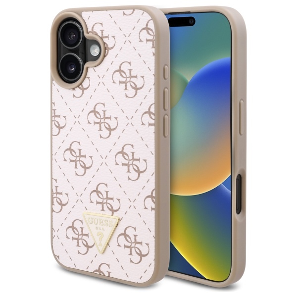 Guess New 4G Triangle dėklas iPhone 16 – baltas