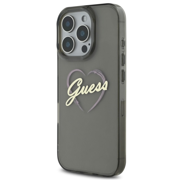Guess IML Heart dėklas iPhone 16 Pro Max – juodas
