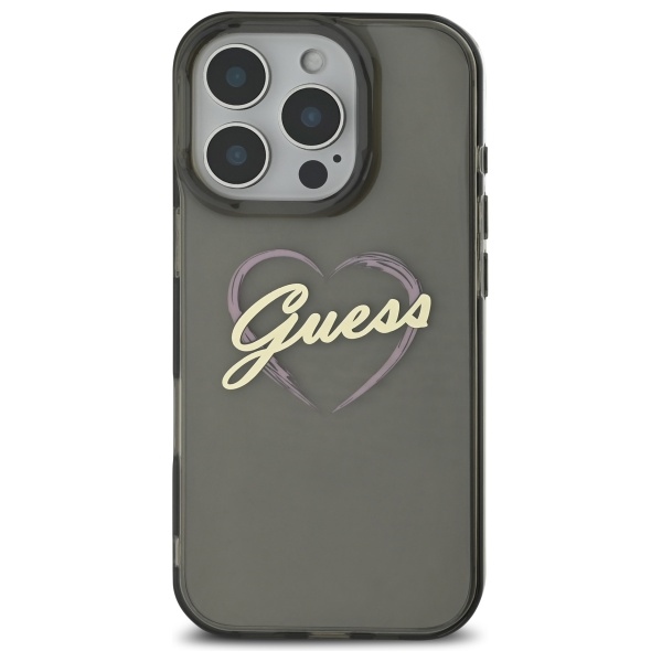 Guess IML Heart dėklas iPhone 16 Pro Max – juodas