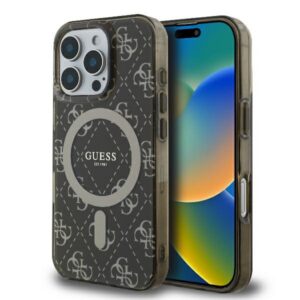 Guess MagSafe dėklas iPhone 16 Pro – rudas