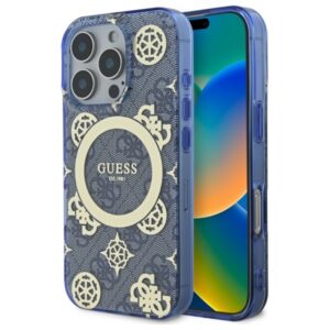 Guess MagSafe dėklas iPhone 16 Pro – mėlynas