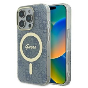 Guess MagSafe dėklas iPhone 16 Pro – mėlynas