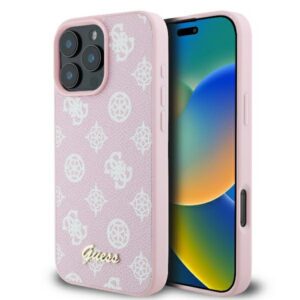 Guess MagSafe dėklas iPhone 16 Pro – rožinis