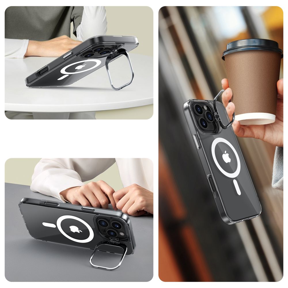 Dėklas Tech-Protect Magstand MagSafe iPhone 16 Pro, skaidrus