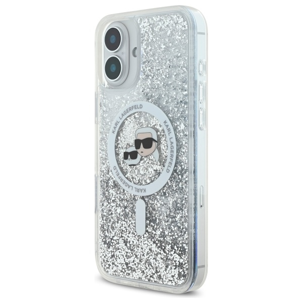 Karl Lagerfeld MagSafe dėklas iPhone 16 Plus – skaidrus, blizgus