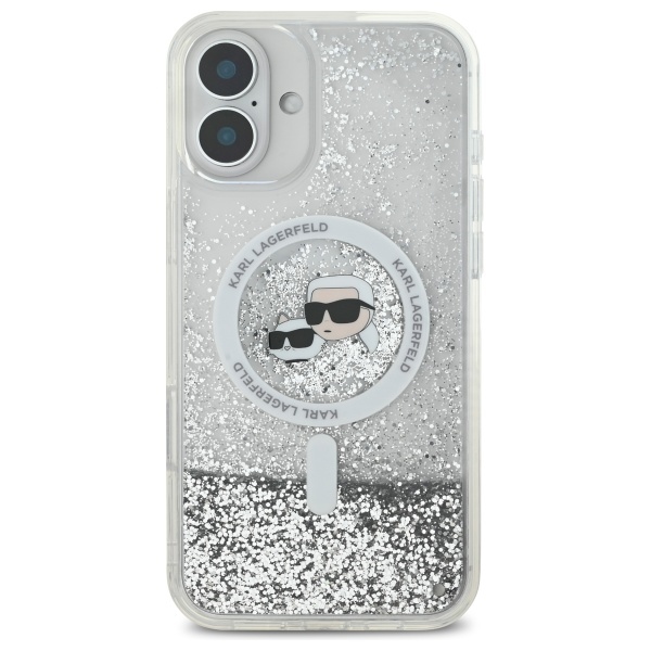 Karl Lagerfeld MagSafe dėklas iPhone 16 Plus – skaidrus, blizgus